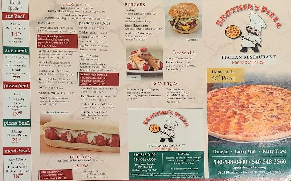 Brothers Pizza Menu image 1